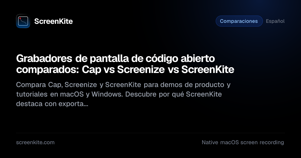 ScreenKite — Grabadores de pantalla open source comparados: Cap vs ...