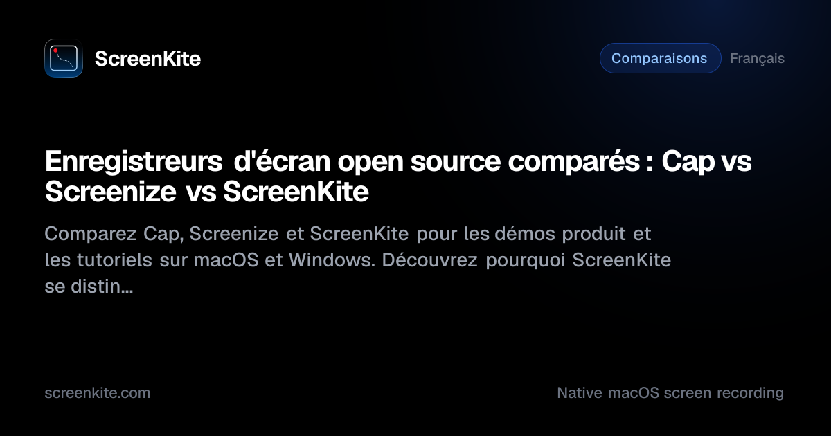 ScreenKite — Enregistreurs d'écran open source comparés : Cap vs ...