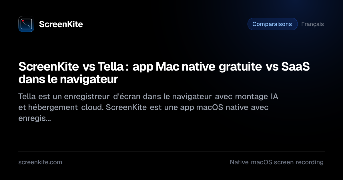 ScreenKite — ScreenKite vs Tella : app Mac native gratuite vs SaaS dans ...