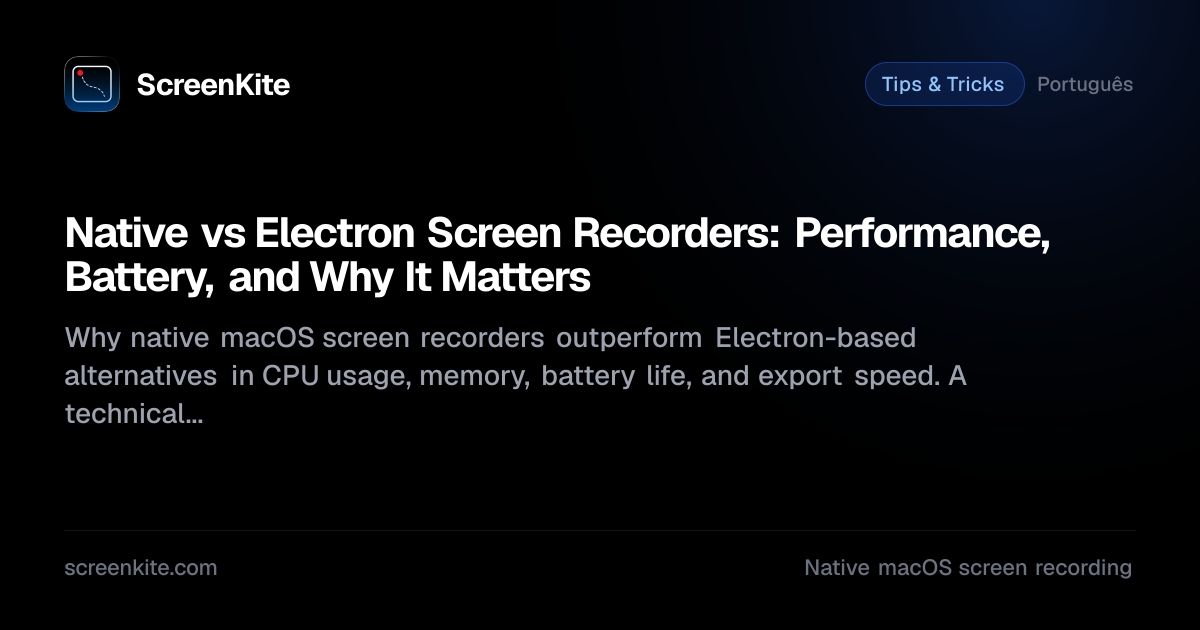 ScreenKite — Native vs Electron Screen Recorders: Performance, Battery ...
