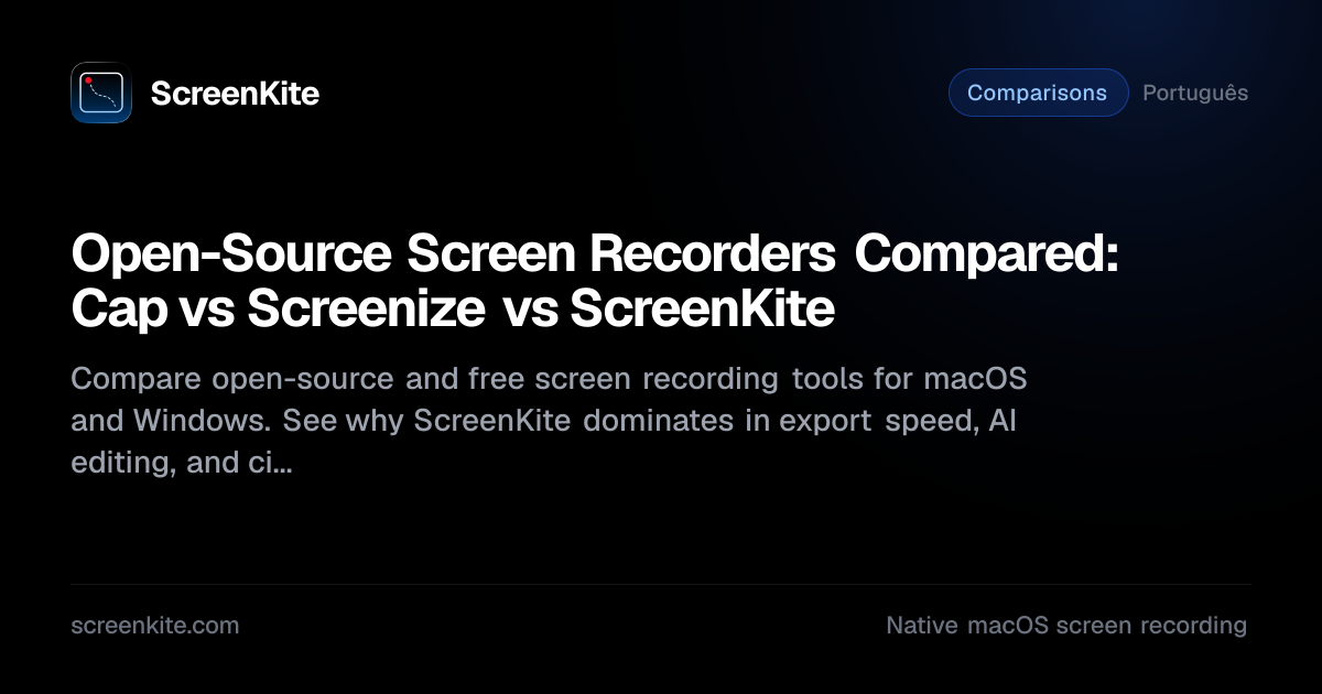 ScreenKite — Open-Source Screen Recorders Compared: Cap vs Screenize vs ...