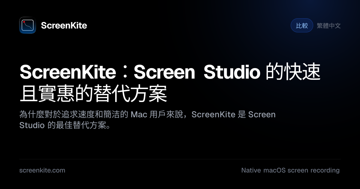 ScreenKite — ScreenKite：Screen Studio 的快速且實惠的替代方案